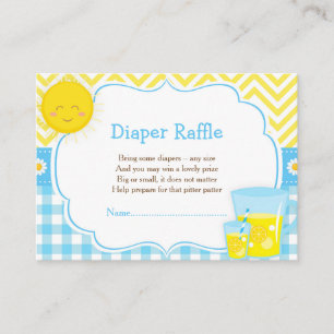 Sunshine & Lemonade Blue & Yellow Diaper Raffle Enclosure Card