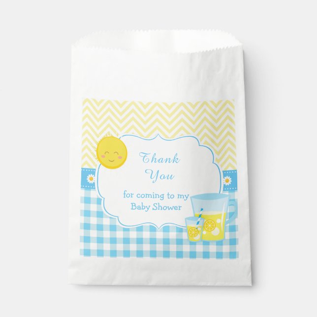 Sunshine & Lemonade Blue & Yellow  Favor Bag (Front)