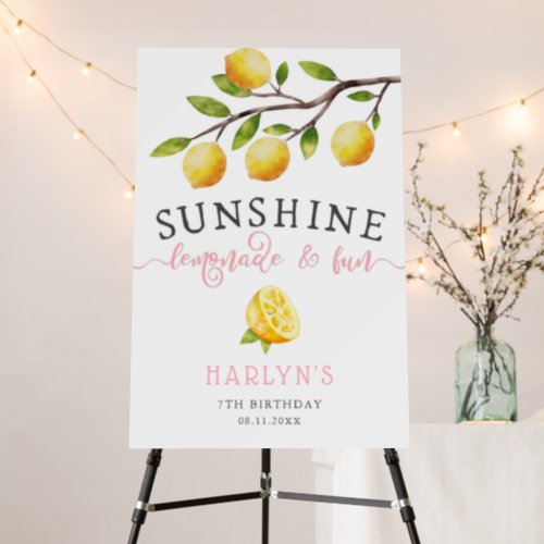 Sunshine Lemonade Fun Girls Birthday Welcome Sign