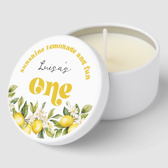Sunshine Lemonade lemon 1st birthday party Mini Candle Favors (Corner)
