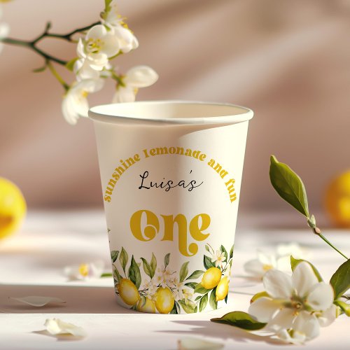 Sunshine Lemonade lemon 1st birthday party Paper Cups