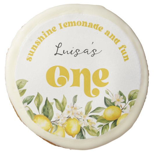 Sunshine Lemonade lemon 1st birthday party Sugar Cookie (Front)