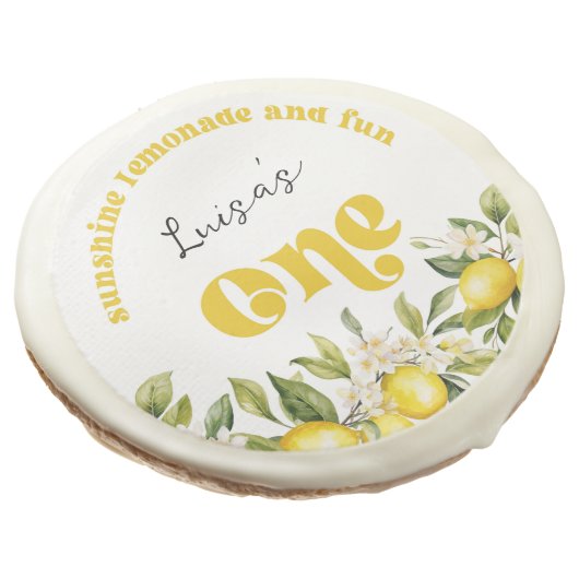 Sunshine Lemonade lemon 1st birthday party Sugar Cookie (Angled)