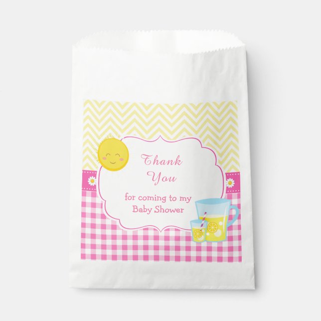 Sunshine & Lemonade Pink & Yellow  Favor Bag (Front)