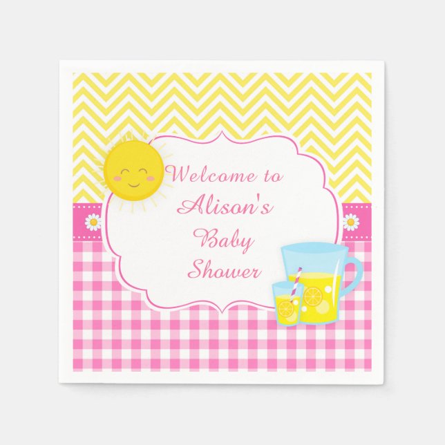 Sunshine & Lemonade Pink & Yellow  Napkins (Front)