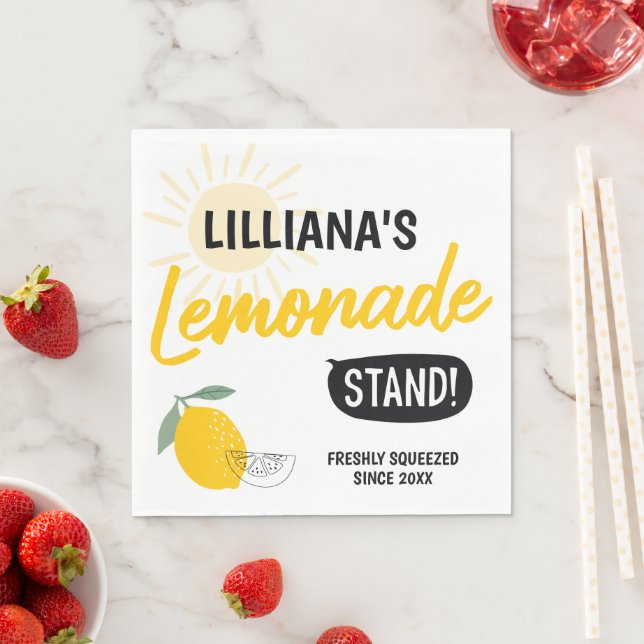 Sunshine Lemonade Stand Birthday Party Napkins (Insitu)