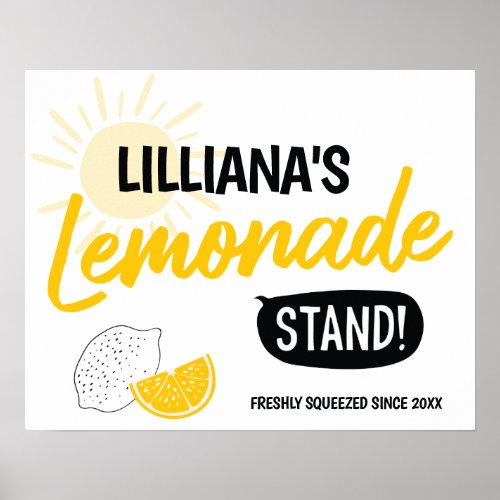 Sunshine Lemonade Stand Birthday Party Poster