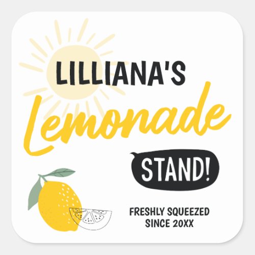 Sunshine Lemonade Stand Birthday Party Square Sticker