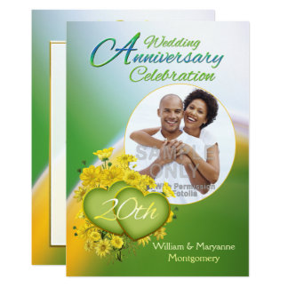 Sunshine Love 20th Wedding Anniversary Party Photo Invitation