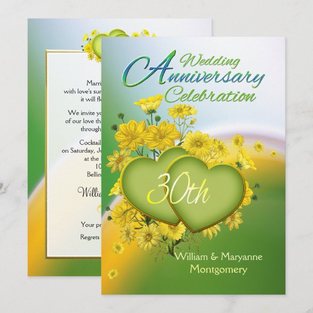 Sunshine Love 30th Wedding Anniversary Party Invitation (Front/Back)
