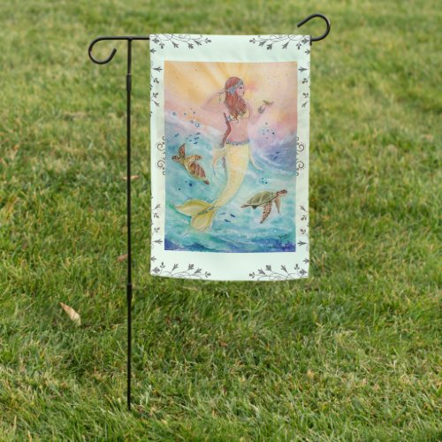 Sunshine mermaid art By Renee L Lavoie Garden Flag