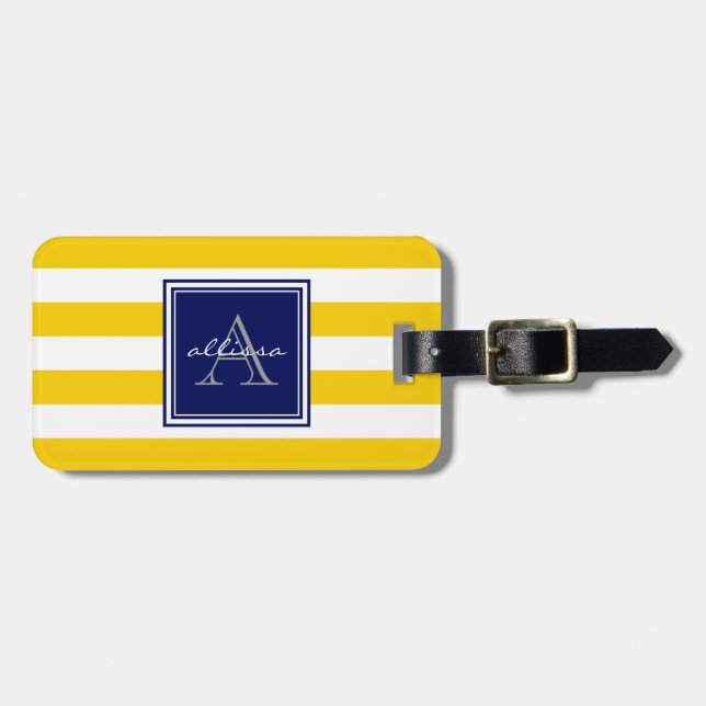Sunshine Monogrammed Awning Stripe Luggage Tag (Front Horizontal)