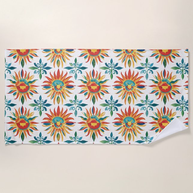 Sunshine Motif Beach Towel (Front)