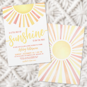 Sunshine Muted Gender Neutral Sun Baby Shower Invitation