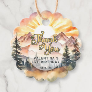 Sunshine Nature Mountains Birthday Party Thank You Favor Tags