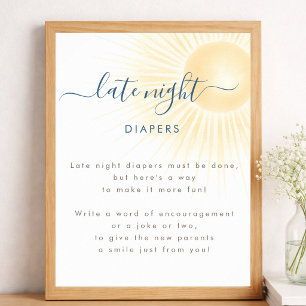 Sunshine Neutral Baby Shower Late Night Diapers Poster