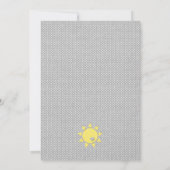 Sunshine neutral gender baby shower, yellow gray invitation (Back)