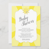 Sunshine neutral gender baby shower, yellow gray invitation (Front)