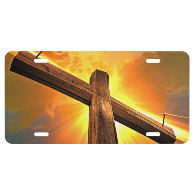 Sunshine On A Wooden Cross License Plate (Front)