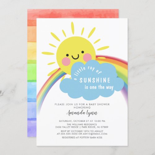 Sunshine On The Way Baby Shower Invitation