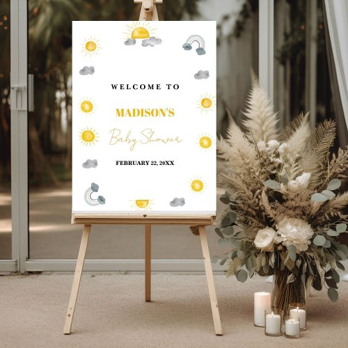 sunshine on the way Sun Baby shower Welcome Sign