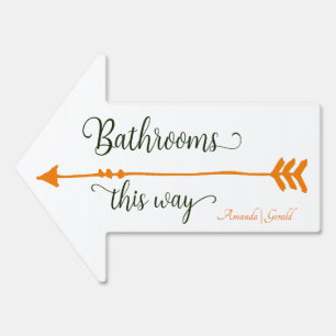 Sunshine Orange Bathrooms This Way Arrow Sign