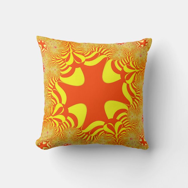 Sunshine Orange Cross Throw Pillow (Front)