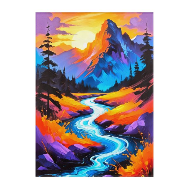 Sunshine Over mountain and River  Acrylic Print (Front)