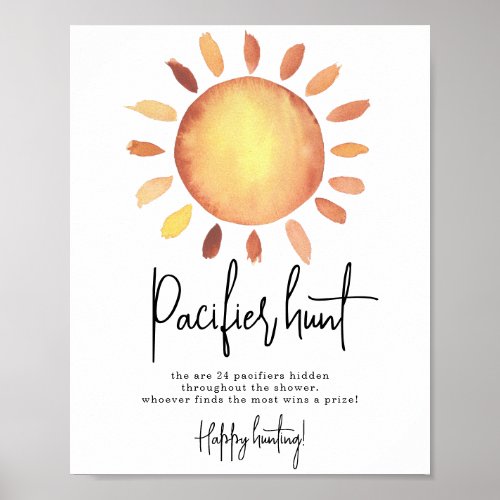 Sunshine Pacifier hunt game baby shower Poster