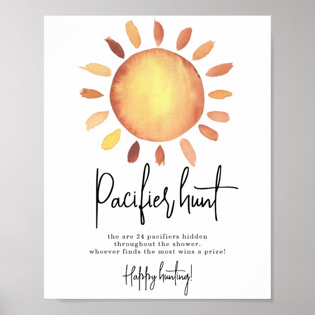 Sunshine Pacifier hunt game baby shower Poster (Front)