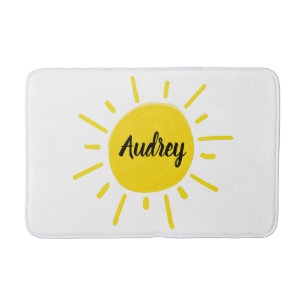 Sunshine Painted Whimsical Yellow Sun Bath Mat