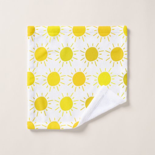 Sunshine Painted Whimsical Yellow Sun Bath Towel Set | Zazzle