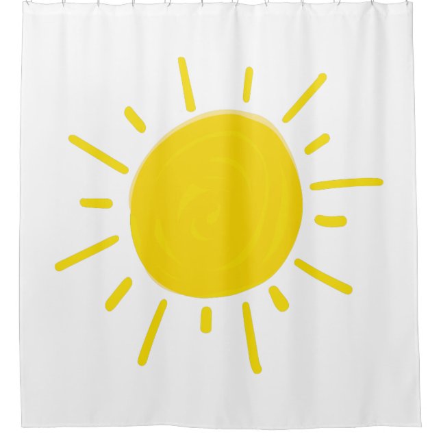 Sunshine Painted Whimsical Yellow Sun Shower Curtain (Front)