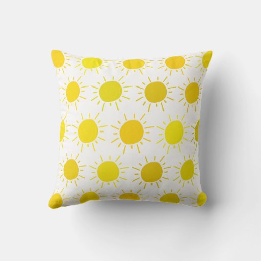 Sunshine Painted Whimsical Yellow Sun Throw Pillow Zazzle