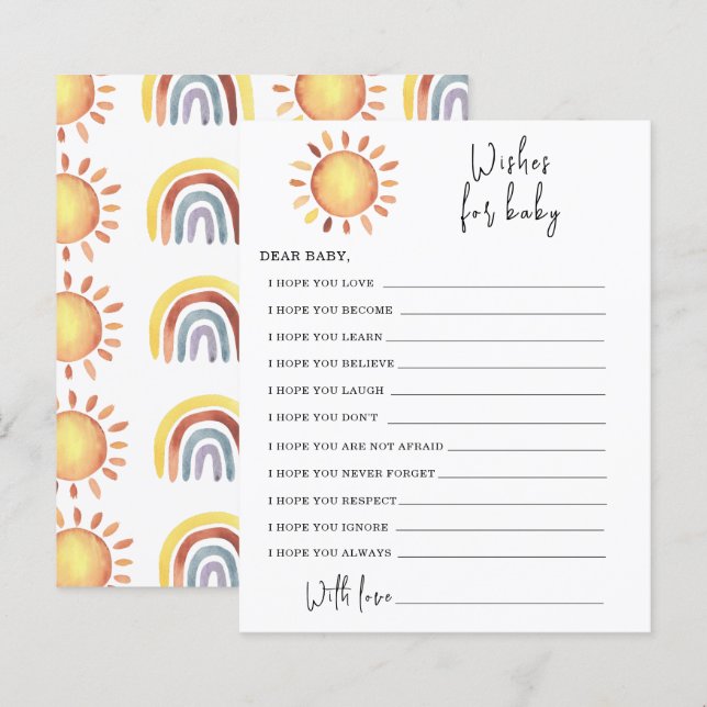 Sunshine Party game | wishes for baby (Front/Back)