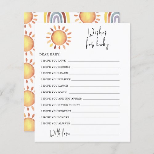 Sunshine Party game  wishes for baby
