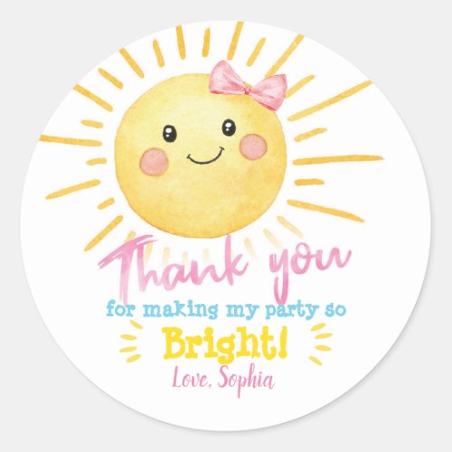 Sunshine Party Stickers_Favor Tags_Thank You Notes Classic Round Sticker