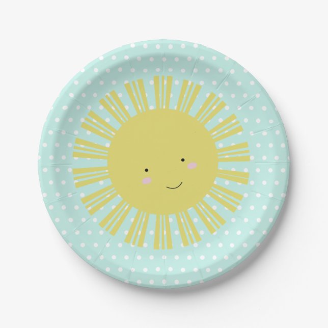 Sunshine Party Supplies Birthday Sun Customize Me Paper Plates (Front)