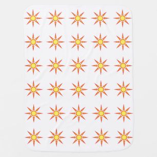 Sunshine Pattern Bright Yellow Orange Suns Baby Blanket