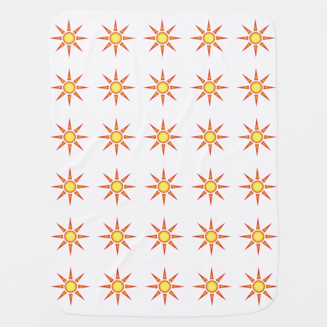 Sunshine Pattern Bright Yellow Orange Suns Baby Blanket (Front)