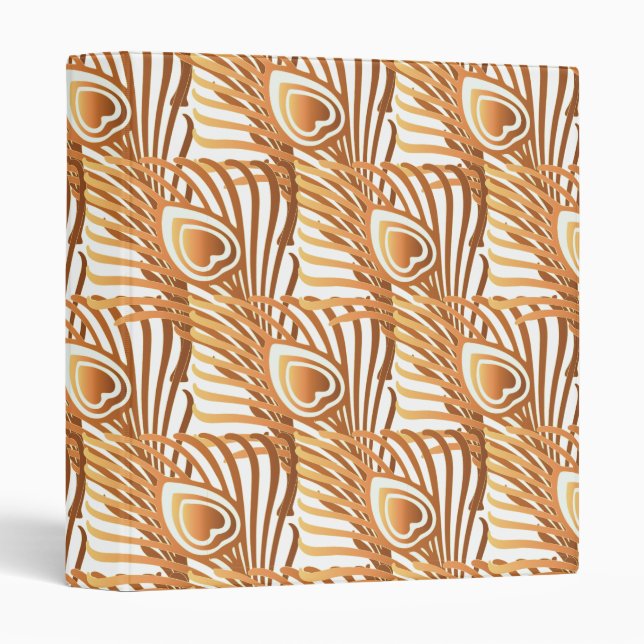 Sunshine peacock feathers art nouveau design 3 ring binder (Front/Spine)