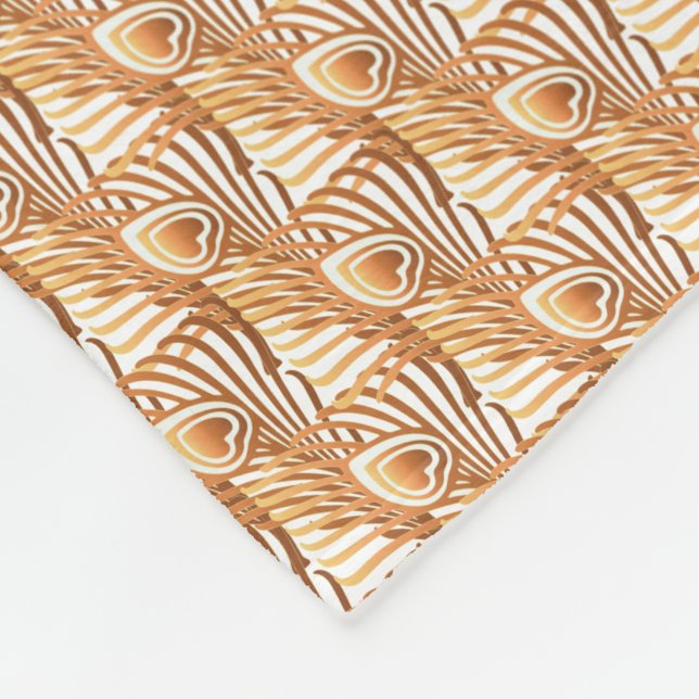 Sunshine peacock feathers art nouveau design fleece blanket (Corner)