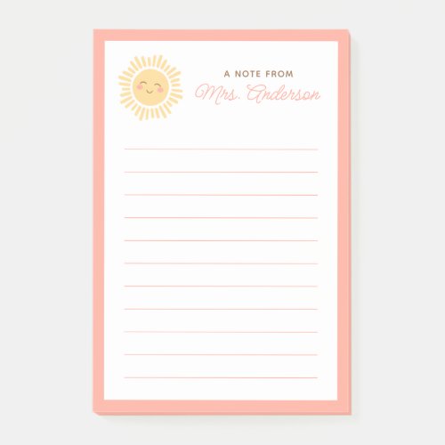Sunshine Personalized Teacher Appreciation Gift Post_it Notes