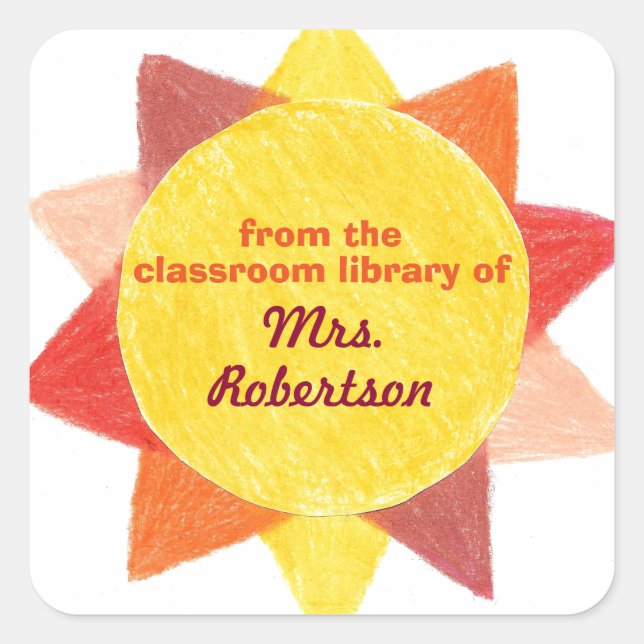 Sunshine personalized teacher gift bookplate (Front)