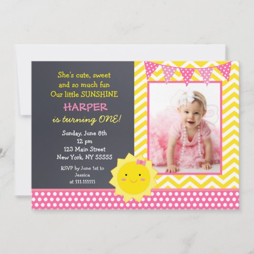 Sunshine Photo Birthday Party Invitation