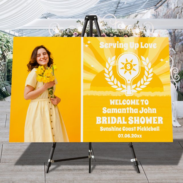 Sunshine Pickleball Bridal Shower Photo Welcome Foam Board (Large Party Signs/Banners)