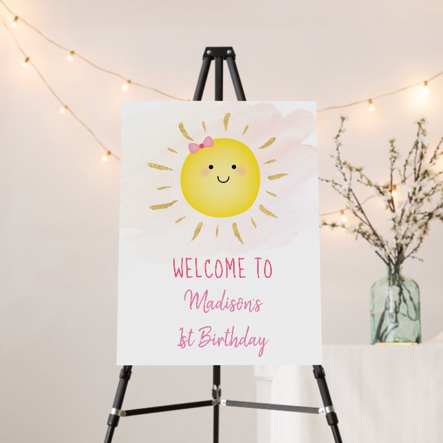 Sunshine Pink Gold Birthday Welcome Foam Board (In Situ (Stand))