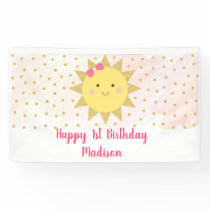 Sunshine Pink & Gold First Birthday Banner