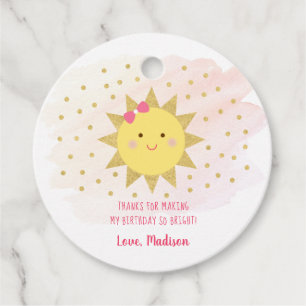Sunshine Pink & Gold First Birthday Favor Tags