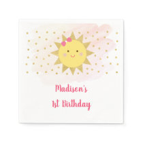 Sunshine Pink & Gold First Birthday Napkins